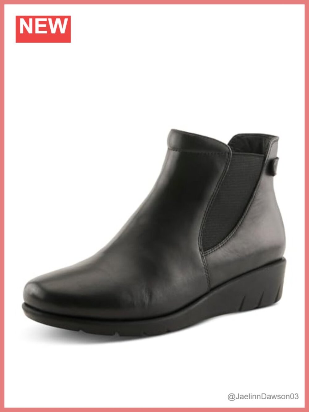 Women's Leather Ankle Booties Wedge Heel Almond Toe Zip Closure